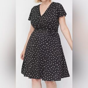 Lane Bryant Black and White Flutter Sleeve Midi Dress